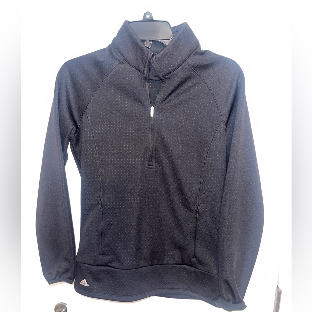 EUC Adidas Black 1/2 Zip Pullover, Black, Size Small